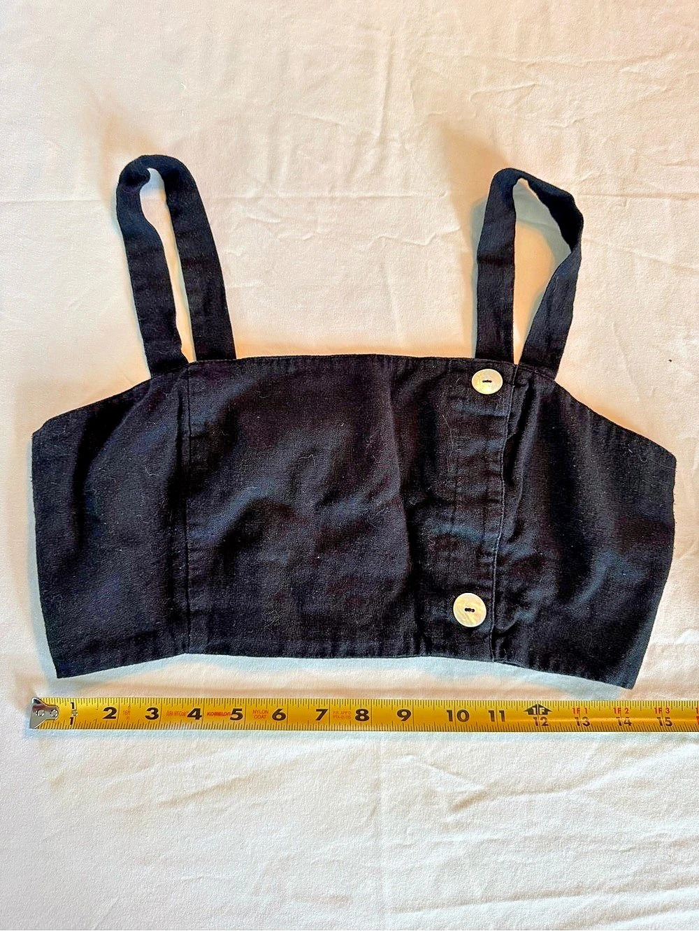 Black Button-Front Crop Top